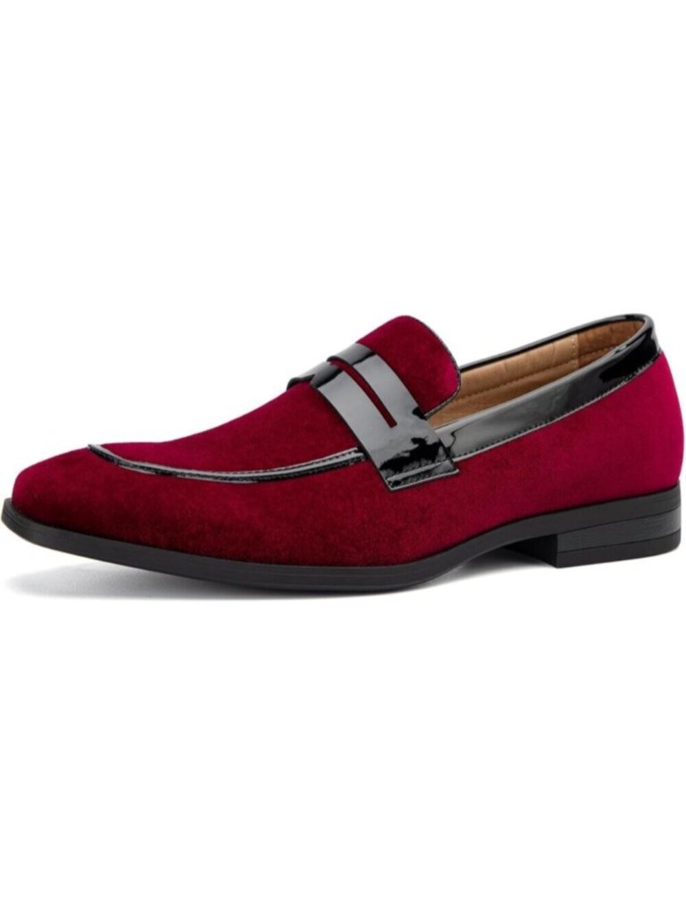 Men's Red Velvet Tuxedo Classic Slip On Loafers Formal Imported Dress Shoes